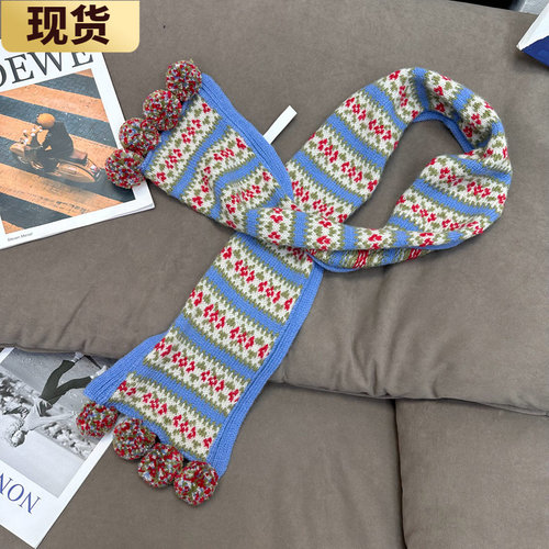现货客串了N期的复古费尔岛毛球围巾冬日御寒百搭围脖围巾