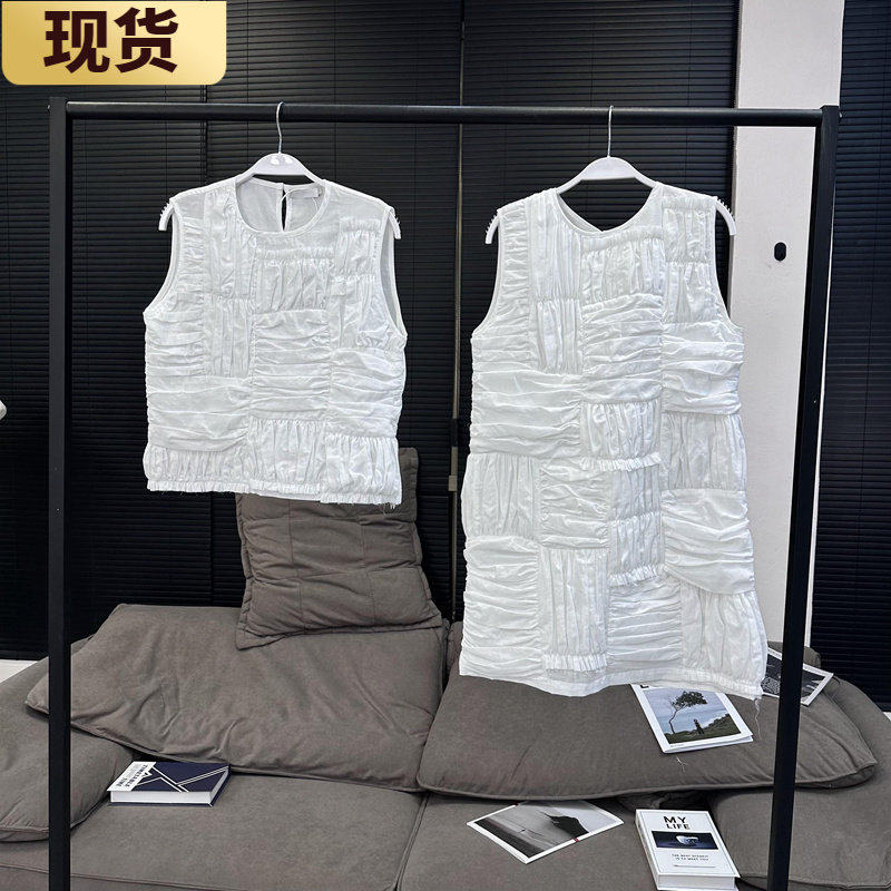 【现货】MS极繁压皱云朵背心系列捏褶设计感轻薄全棉超好看连衣裙