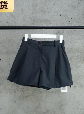 【现货】MS灰色中裤女50羊毛短裤新款夏装可调节花苞短裤