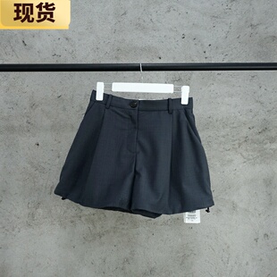 【现货】MS灰色中裤女50羊毛短裤新款夏装可调节花苞短裤