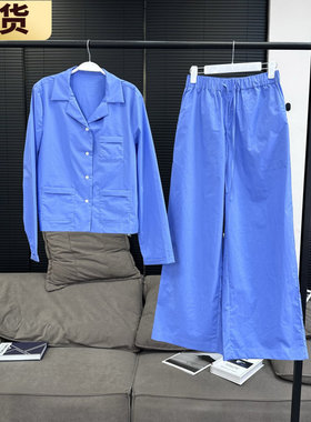 【现货】VC蓝色套装 折角衬衫版型&系带长裤瘦瘦瘦