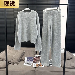 【现货】夏夏人手一套的慵懒羊圈圈灰色毛衣懒人套装