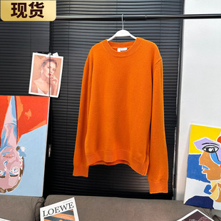 现货MS洛尼脆柿橙100%绵羊毛修身毛衣&针织开衫冬季巨美上衣女