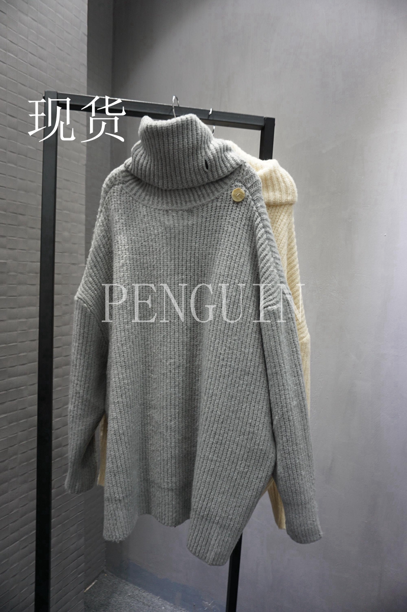 纯色慵懒风中长款针织毛衣女套头