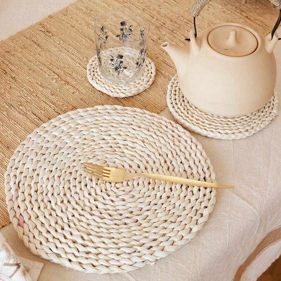 日式葫芦草玉米皮草编手工垫隔热餐垫杯垫锅垫碗盘垫茶杯垫子,餐饮具,餐垫,淘宝优惠券,粉丝福利购,淘宝优惠卷
