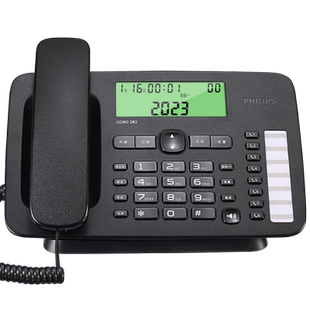 飞利浦CORD382 办公电话机家用黑名单座机一键拨号免提免电池固话