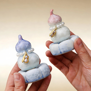 景德镇陶阳新村转转结晶葫芦网红同款陶瓷摆件茶宠小清新可爱送礼