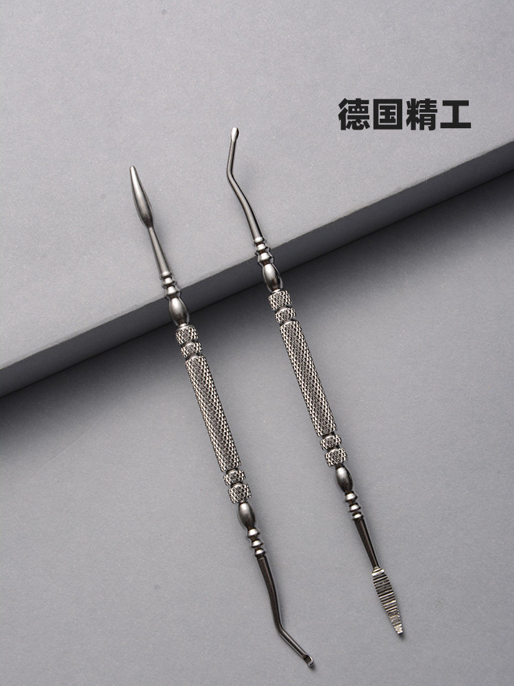 스테인레스 스틸 네일 피커 더블 헤드 네일 그루브 특수 스푼 내향성 네일 도구 이물질 염증 청소 발톱 및 페디큐어 인공물 버클
