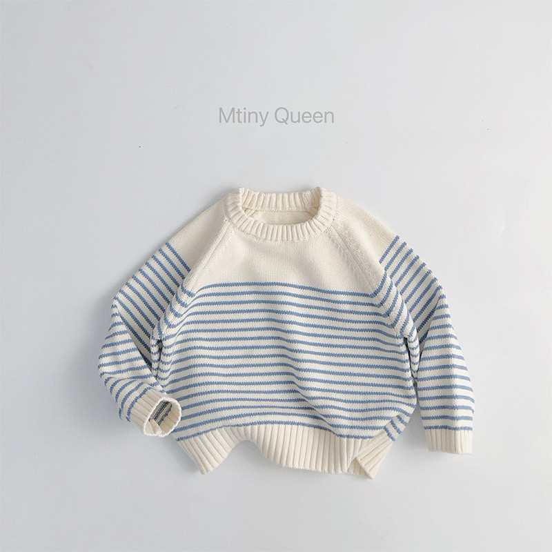 儿童条纹针织衫套头毛衣2025春秋男女童日韩小清新棉线圆领毛线衫