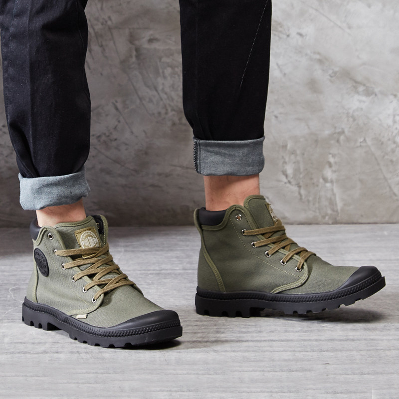 2025帆布高帮鞋男士马丁靴系带圆头休闲男鞋纯色青年男鞋,流行男鞋,高帮鞋,淘宝优惠券,粉丝福利购,淘宝优惠卷