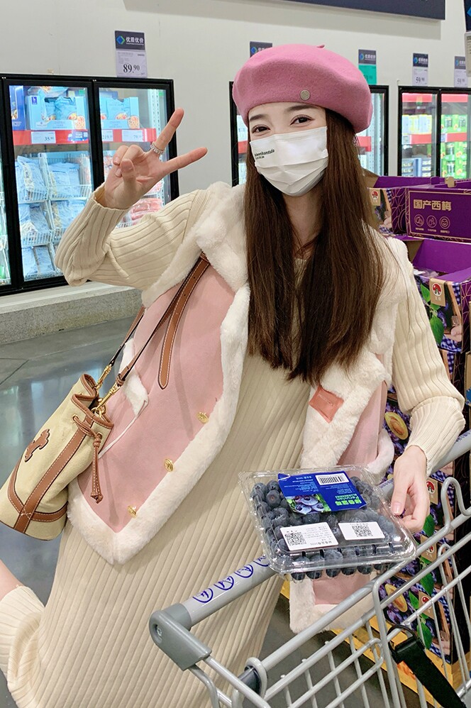动销款25冬皮毛一体马甲2D116-7257-P115K168品质针织裙P105K158,女装马甲,2D116
