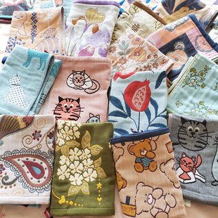 漂亮!3层纯棉纱布色织提花宝宝儿童方巾毛巾洗脸巾擦手巾全棉