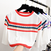 2018 Summer wear new pattern Korean Edition T-shirts Hit color stripe Borneol Sweater Self cultivation Socket Base coat jacket