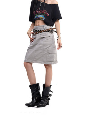 拓谷韩版高腰显瘦工装A字裙