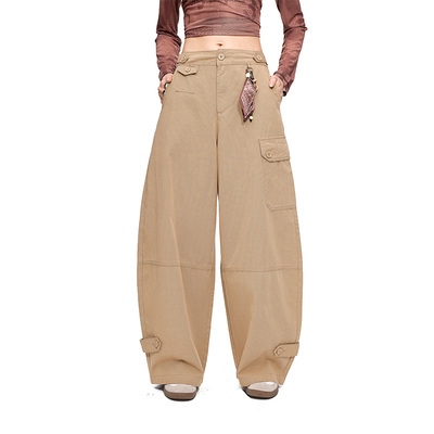 拓谷春夏高腰工装阔腿裤显瘦百搭