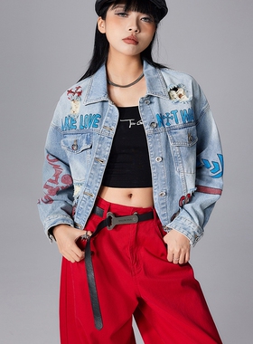 拓谷潮牌做旧破洞牛仔外套女短款个性辣妹时髦夹克外套C50816