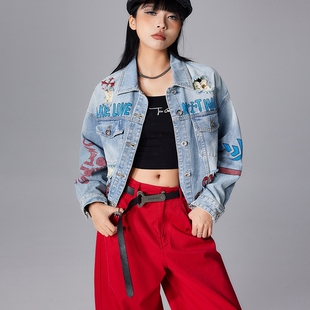 拓谷潮牌做旧破洞牛仔外套女短款个性辣妹时髦夹克外套C50816