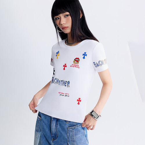 拓谷朋克字母印花显瘦短袖T恤女