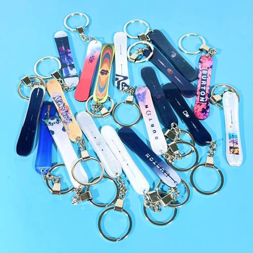 亚克力跨境滑雪人MINI指尖单板滑雪板钥匙扣挂件饰品模型雪友礼物