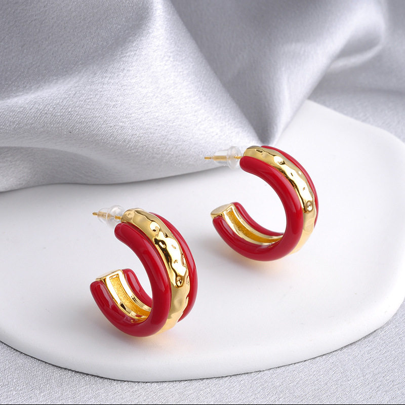 欧美轻奢撞色C形耳钉复古气质个性风潮小众设计时尚耳环女精致,饰品/流行首饰/时尚饰品新,耳钉,淘宝优惠券,粉丝福利购,淘宝优惠卷