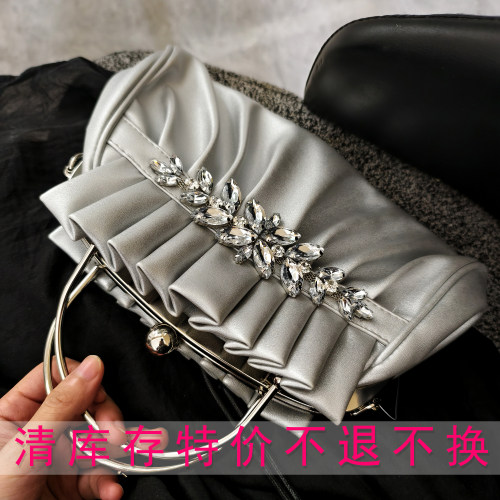 福利款清库存特价微瑕孤品外贸清仓女包小手拿斜跨水钻晚宴礼服包