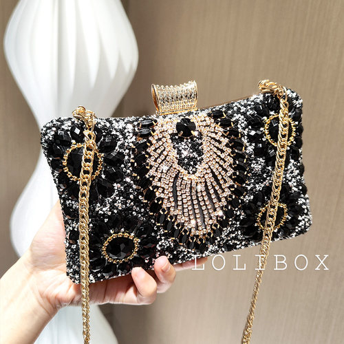 LOLIBOX名媛重工珠绣水钻女旗袍手拿包小包手提斜跨晚宴会礼服包