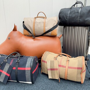 原版定制款复古行李包格子纹时尚波士顿旅行包大容量女包手提斜挎