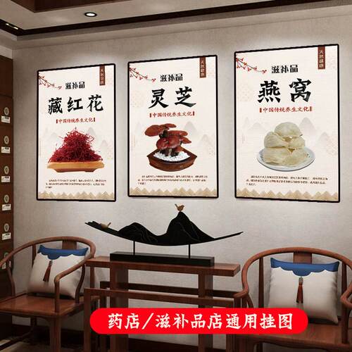 贴纸宣传画海报中药材滋补品