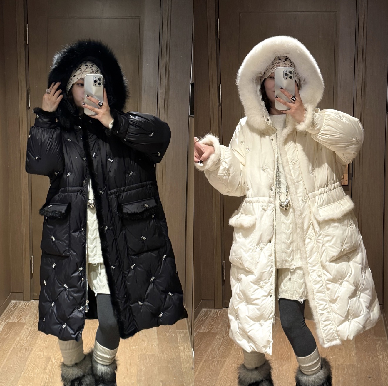 YDFSTUDIO小众【气度非凡】欧货重工刺绣大毛领设计长款羽绒服