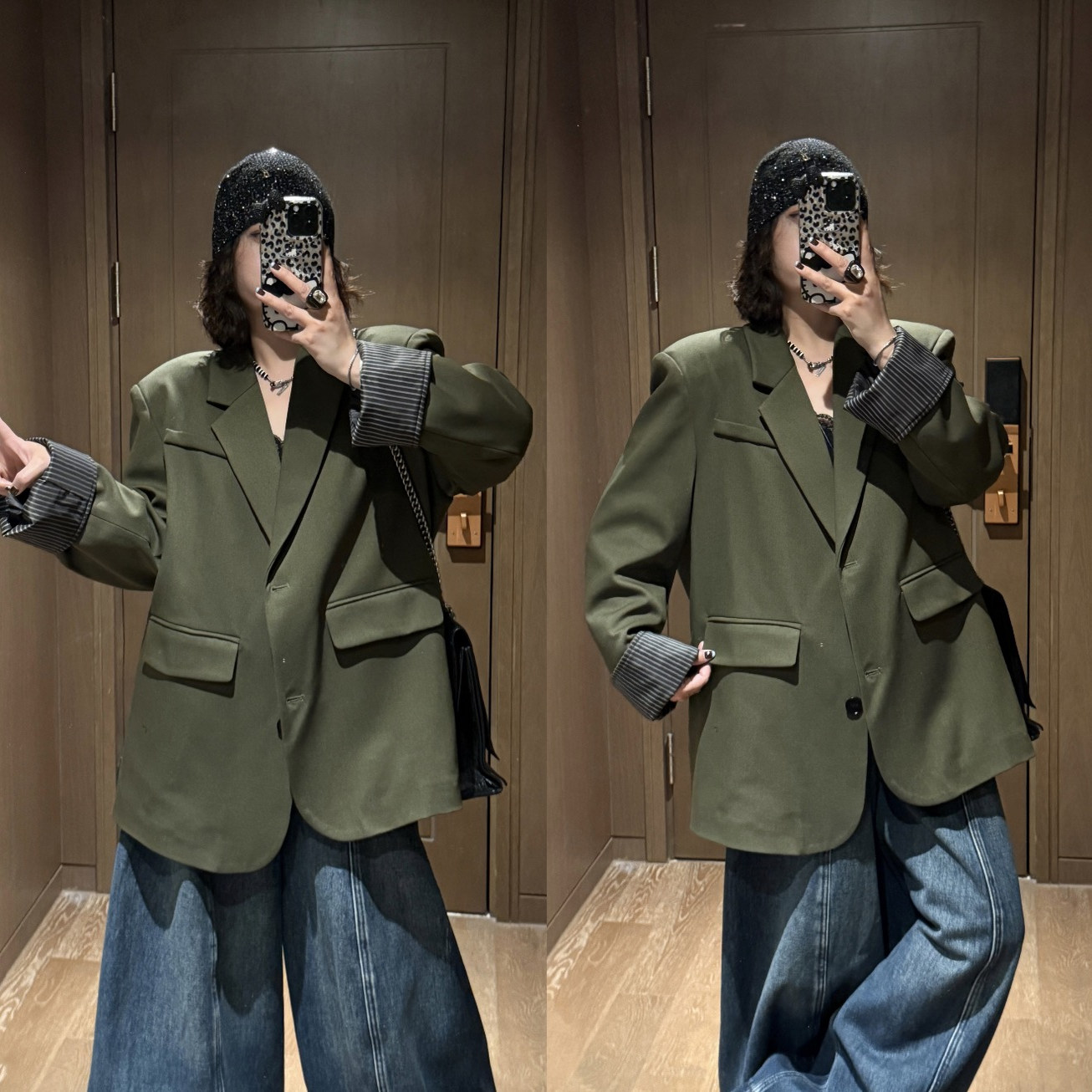 YDFSTUDIO小众【新貌登场】欧货重工撞色拼接设计西装羽绒外套