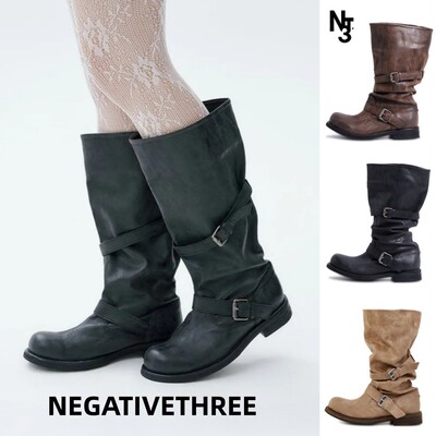 韩国正品negativethree中筒靴