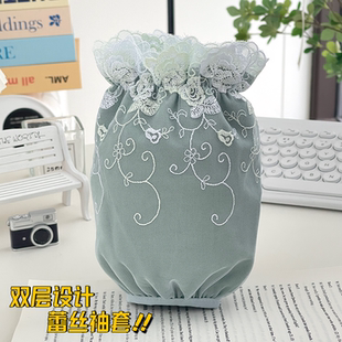 袖 头办公成人工作防污短款 筒 套儿童蕾丝纯棉双层护袖 牛油果绿色袖