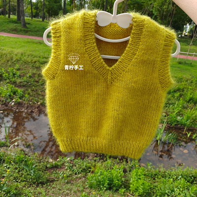 手工编织粗棒针儿童背心材料包