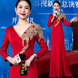 宴会晚礼服裙2025新款敬酒服新娘高级感订婚宴气质简约小众主持人