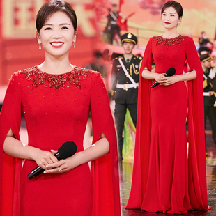 敬酒服新娘2025新款 氣質(zhì)高級(jí)質(zhì)感魚(yú)尾訂婚結(jié)婚主持人晚禮服裙紅色