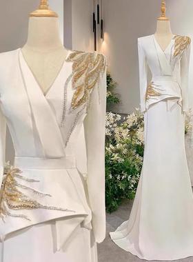 宴会晚礼服2025新款高端气质轻奢小众高级感主持人晚装年会演出服