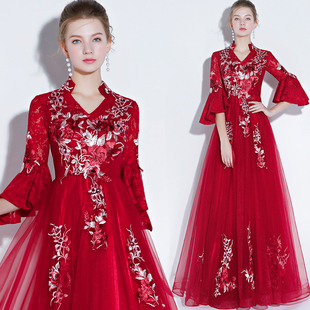 夏 宴会晚礼服生日晚会连衣裙端庄大气晚装 结婚敬酒服2025新款 时尚