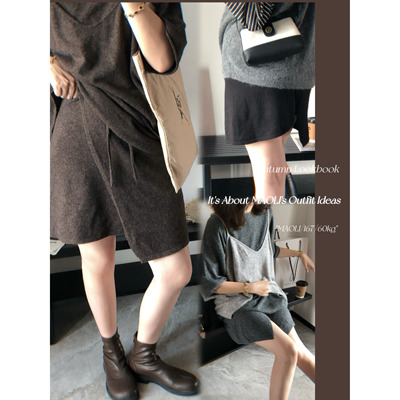 毛丽小四郎【ins时髦】慵懒松弛韩系简约百搭高腰显瘦不规则裙裤