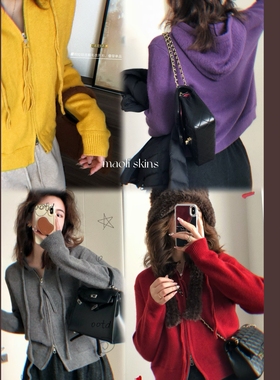 毛丽小四郎【叠穿氛围感】慵懒风连帽双拉链针织开衫女设计感毛衣