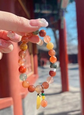 寺庙明星同款手串天然水晶福禄寿五福多宝美拉德手链显白手串