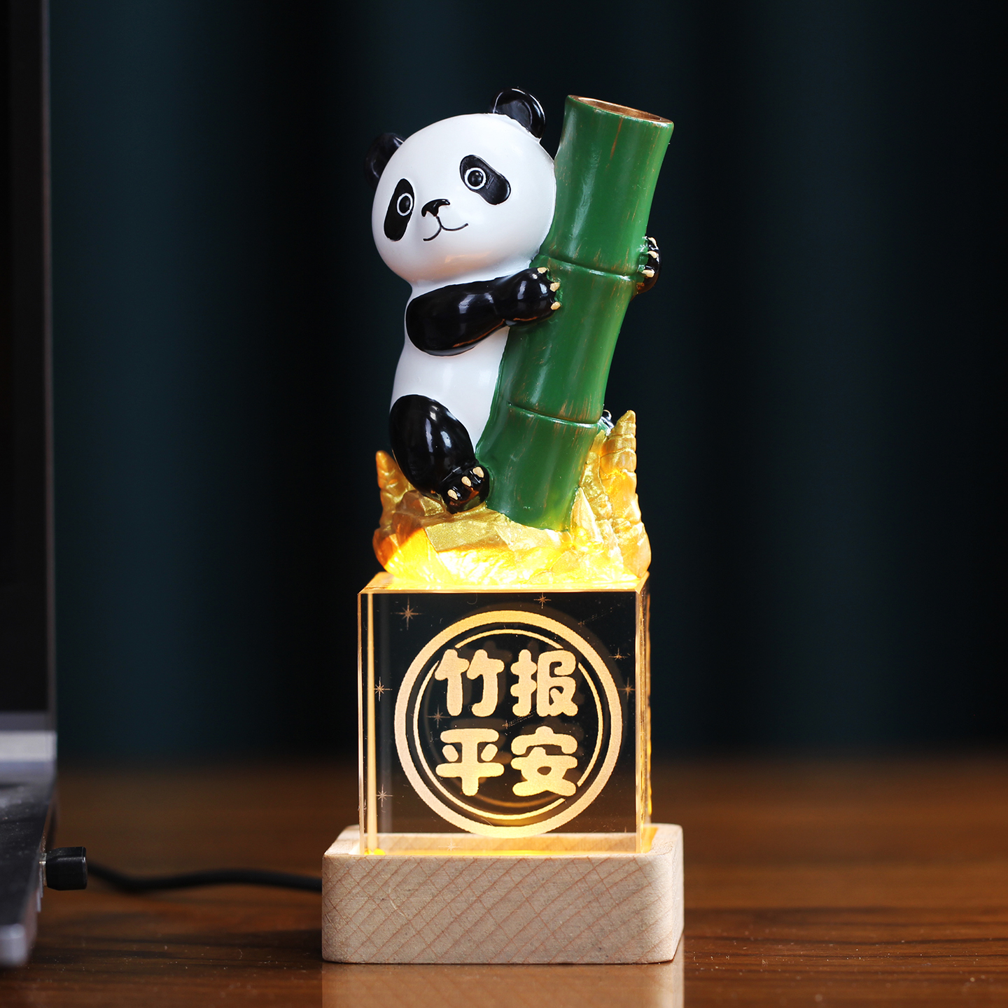 可爱熊猫笔插摆件节节高升