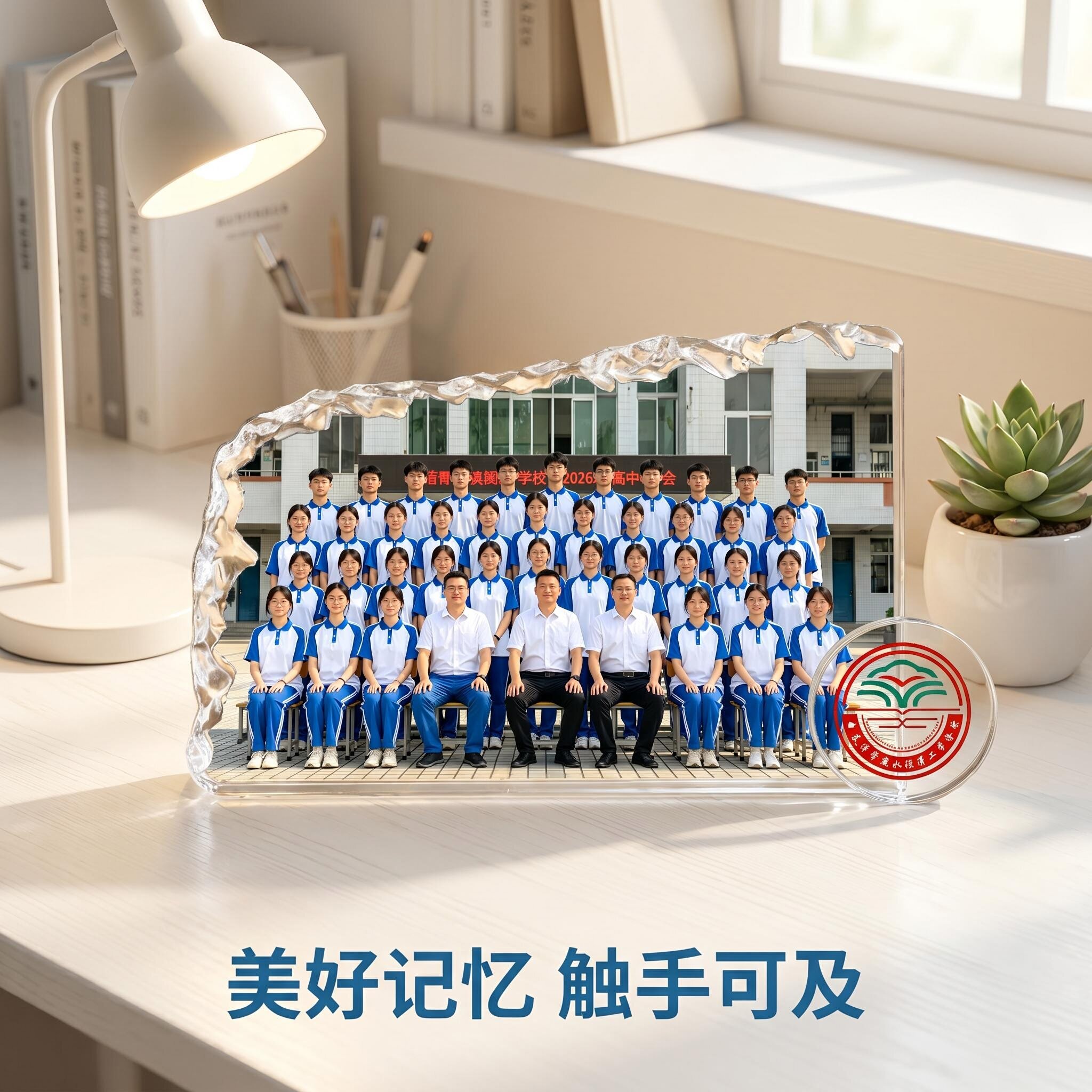 正面照片反面名字，圆支撑刻logo图片