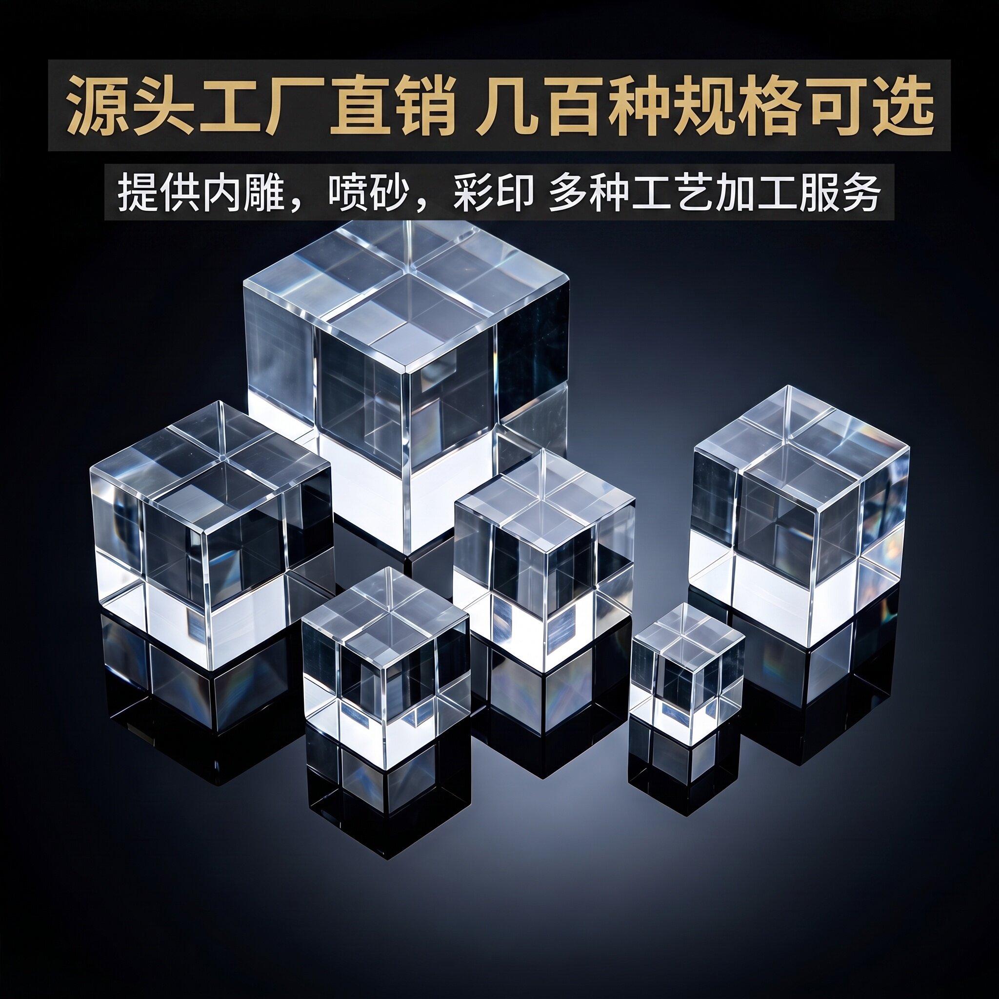 K9水晶透明玻璃底托正长方体多规格白胚料奖展示台工艺品摆件底座