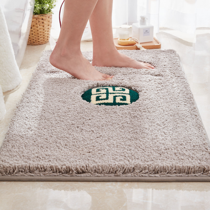 新中式浴室地垫防滑吸水垫加厚毛绒地毯卫生间脚垫淋浴房门口门垫