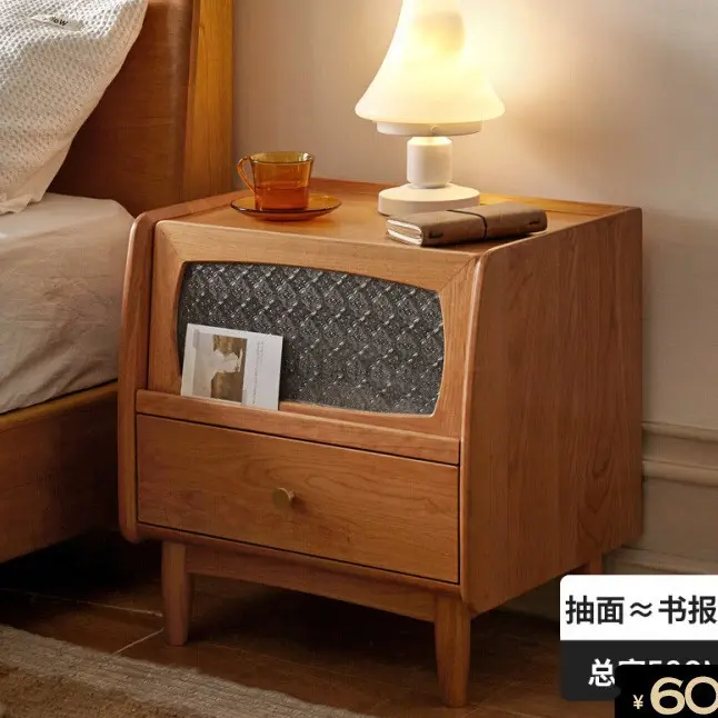 樱桃木中古风床头柜卧式图片
