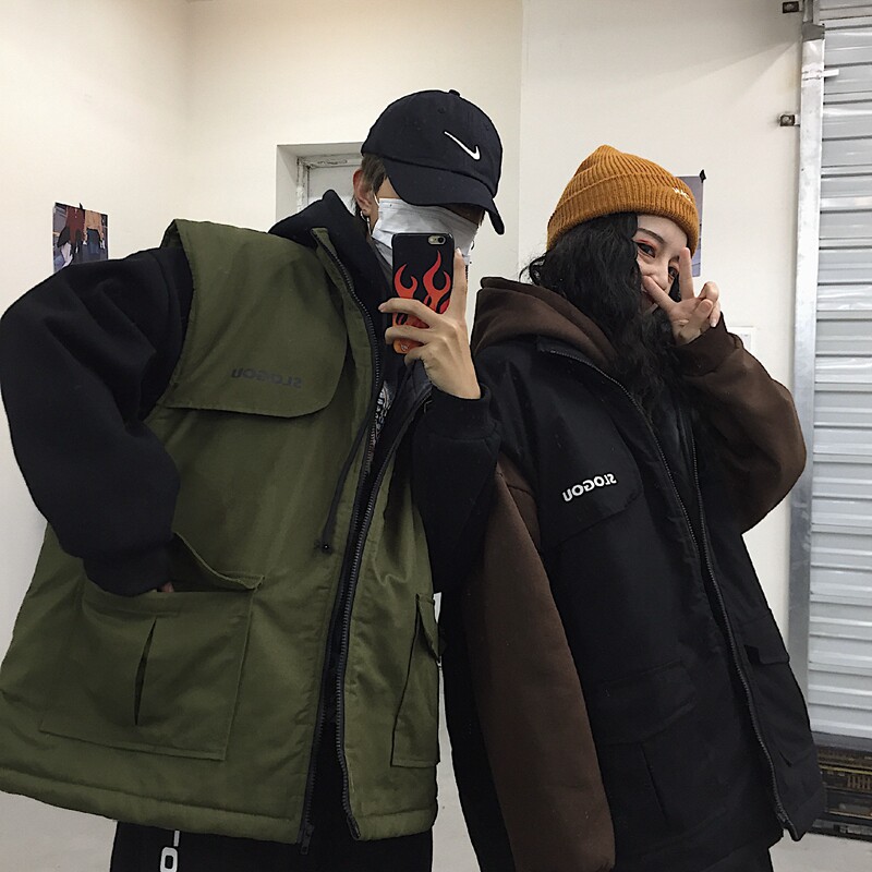工装马甲女潮国潮嘻哈女生酷酷的背心冬季加厚HIPHOP原宿风BF帅气