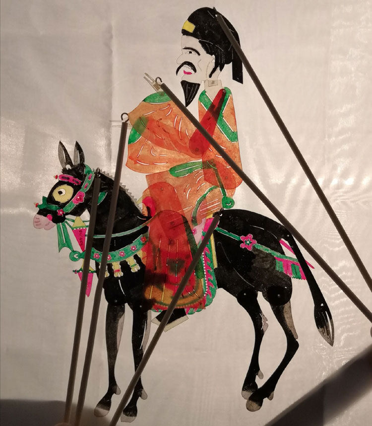 皮影戏表演道具(东郭先生与狼)寓言情景故事人物牛皮工艺品带棍