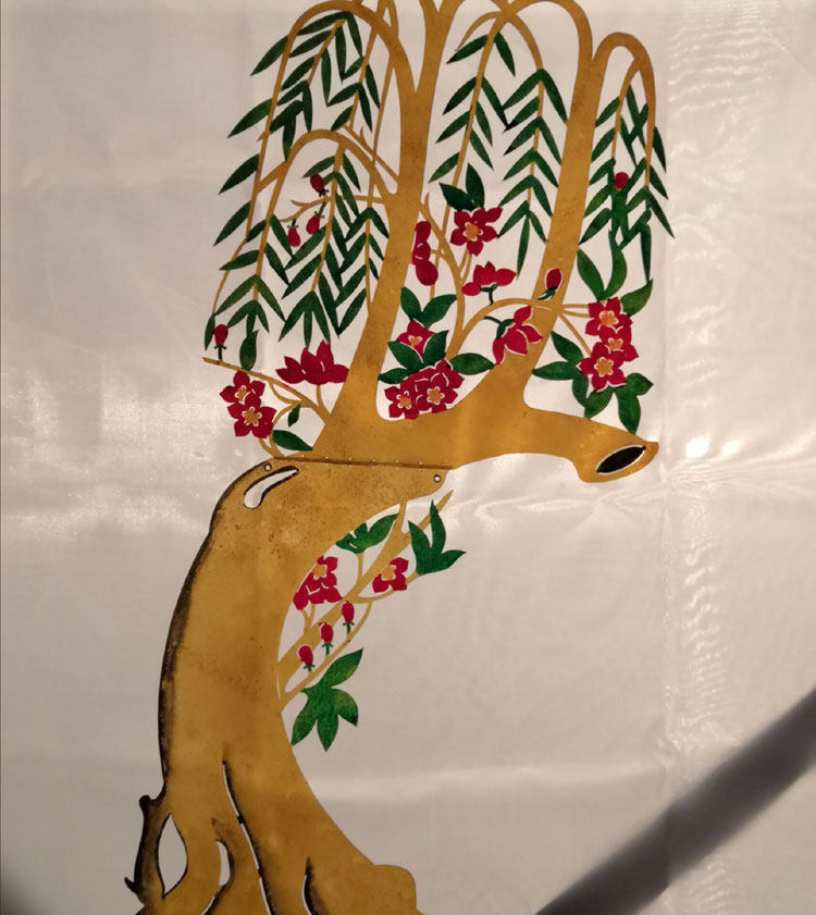 皮影戏道具(大树)布景配景 花草树木 带棍工艺品 可折叠 50公分