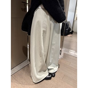 子 气质百搭阔腿宽松显瘦高腰小个子长裤 FILLE 加绒弯刀牛仔裤