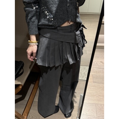 原创正版百褶屁帘工装裤女显瘦